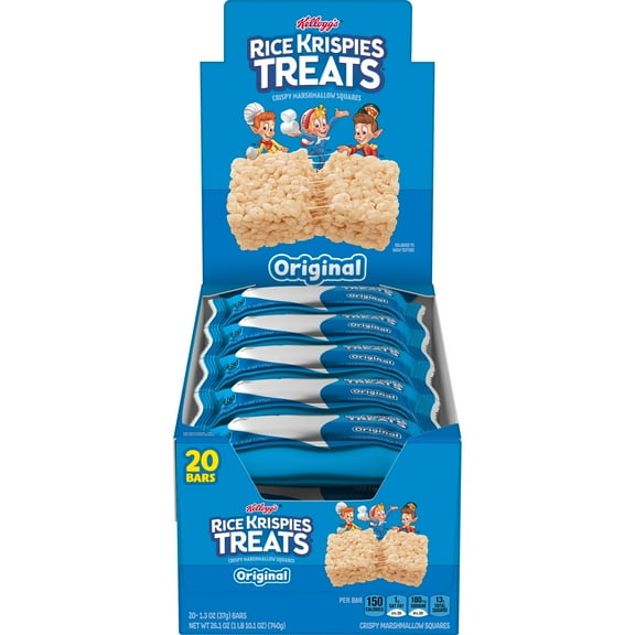 Rice Krispies Treats Original Chewy Marshmallow Snack Bars, Kids Snacks, 26 oz, 20 Count