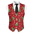 thumbnail image 5 of Yuyamidu Red Christmas Mens Vest Formal Waistcoat with Pocket Xmas Tree V-Neck Suit Vests for Wedding Prom Party Poinsettia Casual Tuxedo Wear Size 2XL, 5 of 7