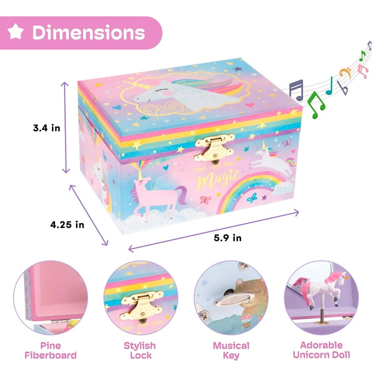Jewelkeeper Unicorn Musical Jewelry Box - Spinning, Cotton