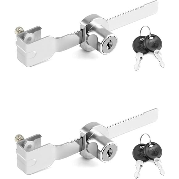 Sliding door latch lock, 2-pack locks for drawers, displays and security locks with 4 keys