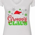thumbnail image 4 of Inktastic Granny Claus with Christmas Santa Hat and Snowflakes Women's V-Neck T-Shirt, 4 of 5