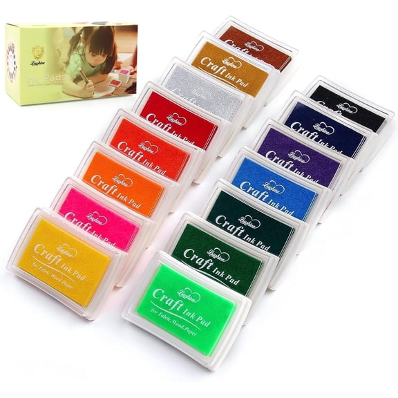 15 Colors Craft Ink Pads, Washable Stamp Pads for DIY Stamping | Ink Pad Set for Rubber Stamps, Finger Painting, Crafts on Paper, Wood, Fabric, Scrapbooking, DIY & Back to School Supplies
