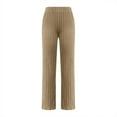 thumbnail image 6 of Ribbed Pants for Women, Audhol Women's Elastic Slim Fit Pants Sports Leisure Solid Color Brushed Strip Pocket Casual Pants Knit Pants for Women Khaki XL, 6 of 7