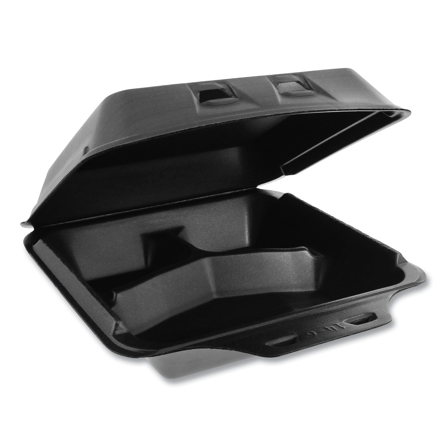 Dart Foam Hinged Lid Containers, 3-Compartment, 8.38 x 7.78 x 3.25 