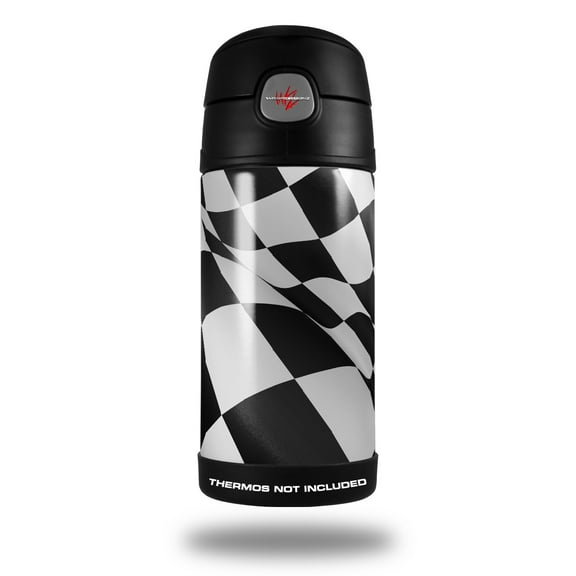 Skin Decal Wrap for Thermos Funtainer 12oz Bottle Checkered Racing Flag (BOTTLE NOT INCLUDED) by WraptorSkinz
