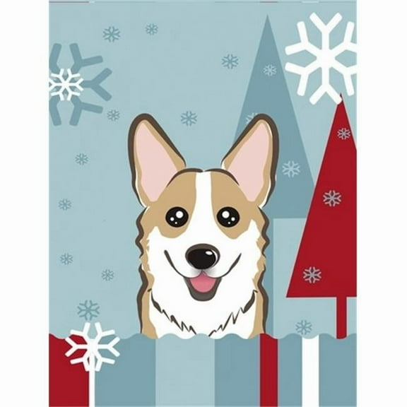 Caroline's Treasures BB1749CHF Winter Holiday Sable Corgi Flag Canvas House Size , Large, multicolor