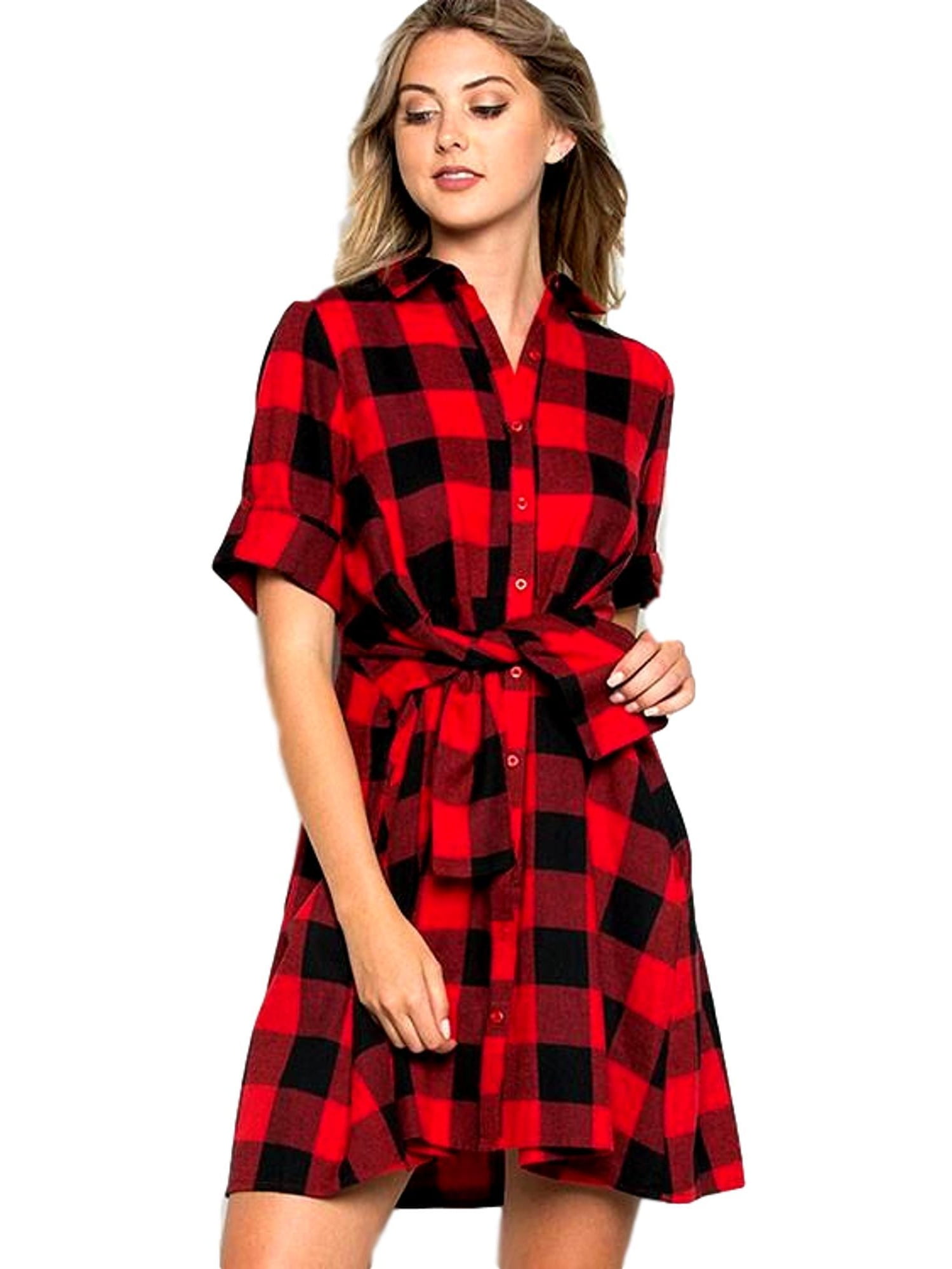 red buffalo plaid dress