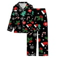 thumbnail image 5 of Womens Pajama Set Trendy V Neck Button Christmas Print Long Sleeve Flannel with Long Pants Set Women Pjs Sets, 5 of 5