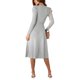 thumbnail image 3 of Txlixc Vestido Midi de Punto para Mujer, Sexy Manga Larga Puff Cuello Redondo Color Sólido Vestido con Lazo en la Espalda Txlixc  Moda, 3 of 9