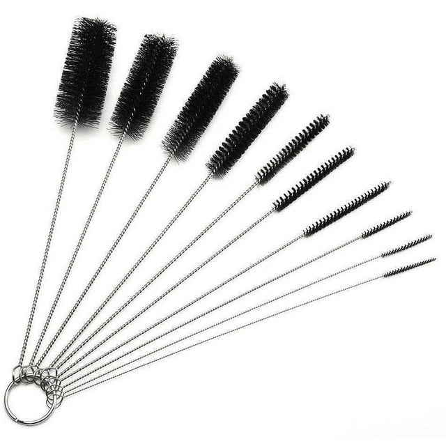 Cepillo de herramientas para equipos de tatuajes, cepillo de limpieza mecánica, cepillo de barra de nailon, juego de diez piezas de acero inoxidable, cepillo de limpieza