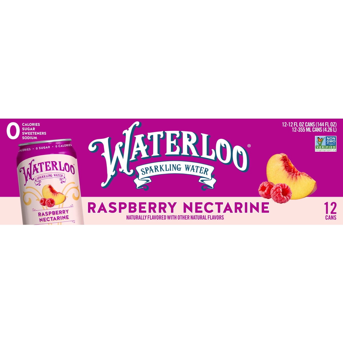 Waterloo Sparkling Water, Raspberry Nectarine, 12 fl oz, 12 Pack Cans