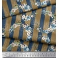 thumbnail image 2 of Soimoi Brown Viscose Chiffon Fabric Stripe & Half Wreath Rose Floral Print Fabric by Yard 42 Inch Wide, 2 of 3