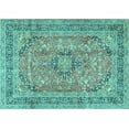 thumbnail image 1 of Ahgly Company Indoor Rectangle Medallion Turquoise Blue Traditional Area Rugs, 2' x 5', 1 of 4