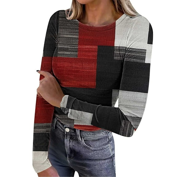 CLOISE Graphic Tees for Women Trendy Lightweight Crew Neck Graphic Long Sleeve Pullover Knit Cute Fall Winter Clothes