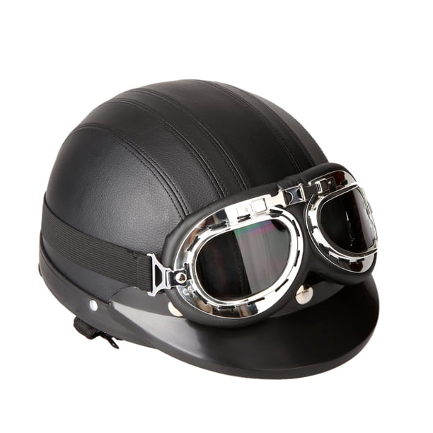 Motocicleta Scooter abierto mitad cuero casco con Visor UV gafas Retro estilo Vintage 54-6 MABOTO Gafas de moto