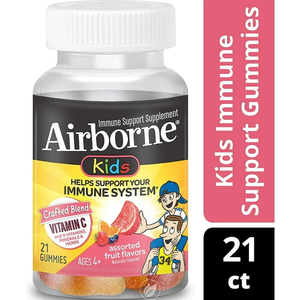 (3 Pack) Airborne Vitamin C 500mg Airborne Kids Assorted Fruit