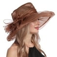 thumbnail image 5 of Women's Organza Flower Brim Derby Hat Church Dress Hat Bridal Shower Sun Hat, 5 of 7