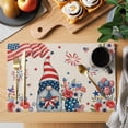 thumbnail image 2 of 4th of July Placemats Set of 4, Retro Patriotic Gnomes Flowers Flag Firework Placemats for Dining Table, Place Mats for Kitchen Tabletop, Waterproof Wipeable Dining Table Mats Set, 2 of 9