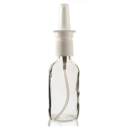 2 oz CLEAR Boston Round Glass Bottle - w/ Nasal Sprayer - pack of 12