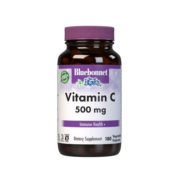 Bluebonnet Vitamin C 500mg Ascorbic Acid for Immune & Skin Health*, 180 Vegetable Caps