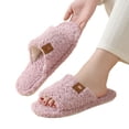 thumbnail image 4 of Unisex Slippers for Women Men Open Toe Fuzzy Plush House Shoes - Warm Non-Slip Indoor Slides, Plus Size Assorted Colors, 4 of 5