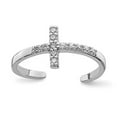 thumbnail image 3 of 925 Sterling Silver Rhodium-plated Cubic Zirconia Cross Toe Ring, 3 of 5