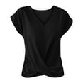thumbnail image 7 of Uqiangy Tops To Wear With Skorts for Women Knotted Tops for Women Tie Front Comfy Tee T Shirts for Women Short Sleeve Shirts for Women Black 3XL, 7 of 7