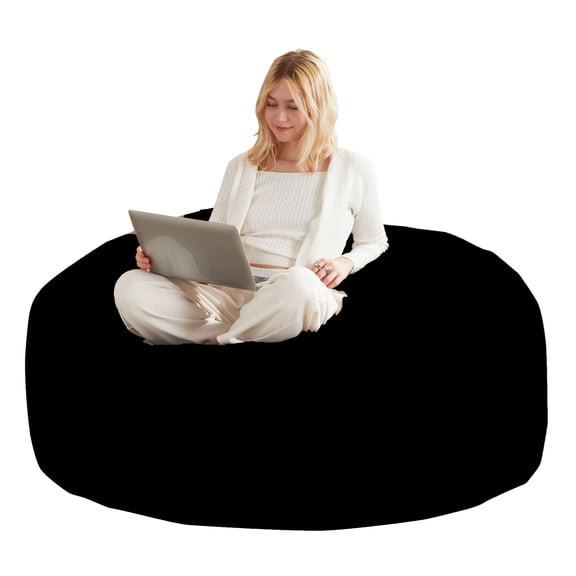CQSXDA 4FT Bean Bag Chair with Memory Foam Filling in Flannel Cover, for Living Room and Bedroom, Black