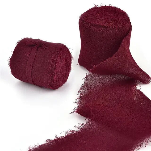 Edged Chiffon Ribbon Silk-Like Ribbons Wedding Invitation Bouquet Fabric Ribbons 4cmx5m Christmas Decoration Gift Wrapping