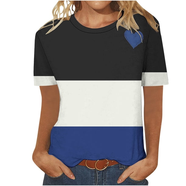 Camisetas Casuales de Manga Corta con Cuello de Tripulación Impresa de San Valentín Tee Gráfica Ligera Top 95% Poliéster 5% Elastano para el Uso Diario, Camiseta de Moda Cómoda