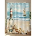 thumbnail image 4 of Fsddascl Coastal Beach Shower Curtain Set - Small 36" x 72" Washable Bathtub Curtain with 12 Hooks, Nautical Wave Compass Shell Waterproof Fabric Stall Shower Curtains for Bathroom/Bathtub Décor, 4 of 6