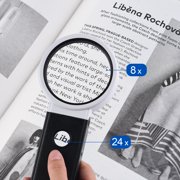 Uarter Handheld Magnifying Glass & Magnifiers with Light and Stand 8X 25X High Magnification Magnifying Glass for Kids Exploring, Seniors Reading, Macular Degeneration, Soldering,Inspection,Jewelry