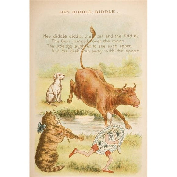 Comptine & Illustration of Hey Didle Didle From Old Mother Gooses Comptine & Contes Illustrés par Composition H Poster Print&44; 11 x 17