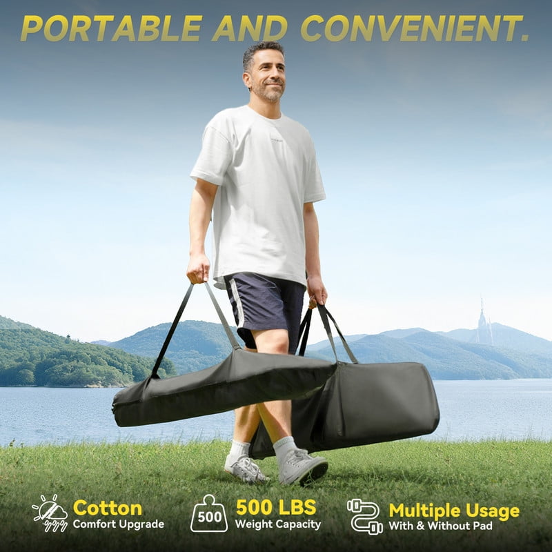 MIHOVER Heavy Duty Double Hammock with Stand - 500 lbs Capacity, Easy Setup & Detachable Pillow for Indoor/Outdoor Relaxation