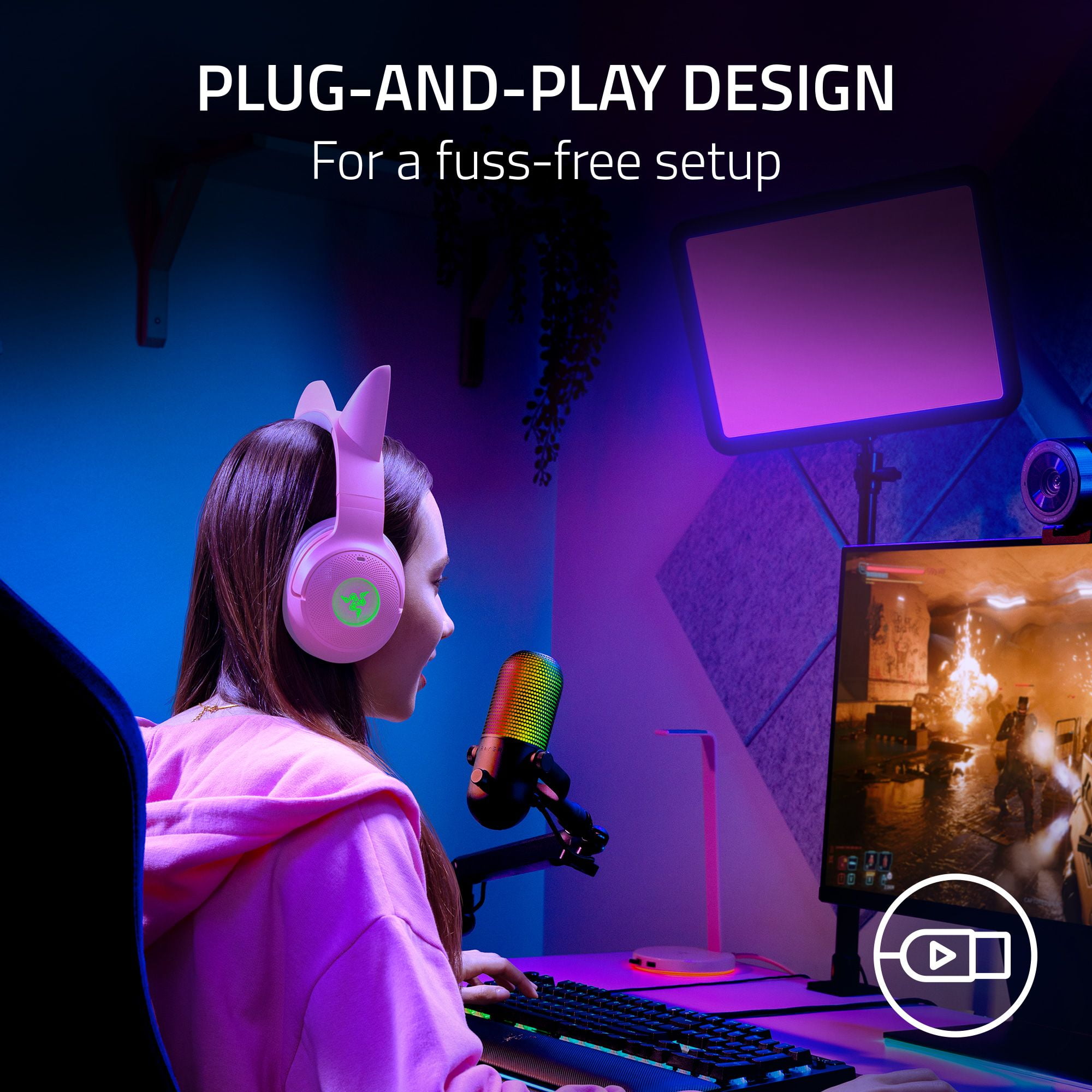 Razer Seiren V3 Chroma USB Mic with RGB Lighting Microphones with Tap-to-Mute, Black