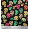 thumbnail image 2 of Soimoi Black Cotton Duck Fabric Tribal Skull Printed Fabric 1 Yard 42 Inch Wide, 2 of 3