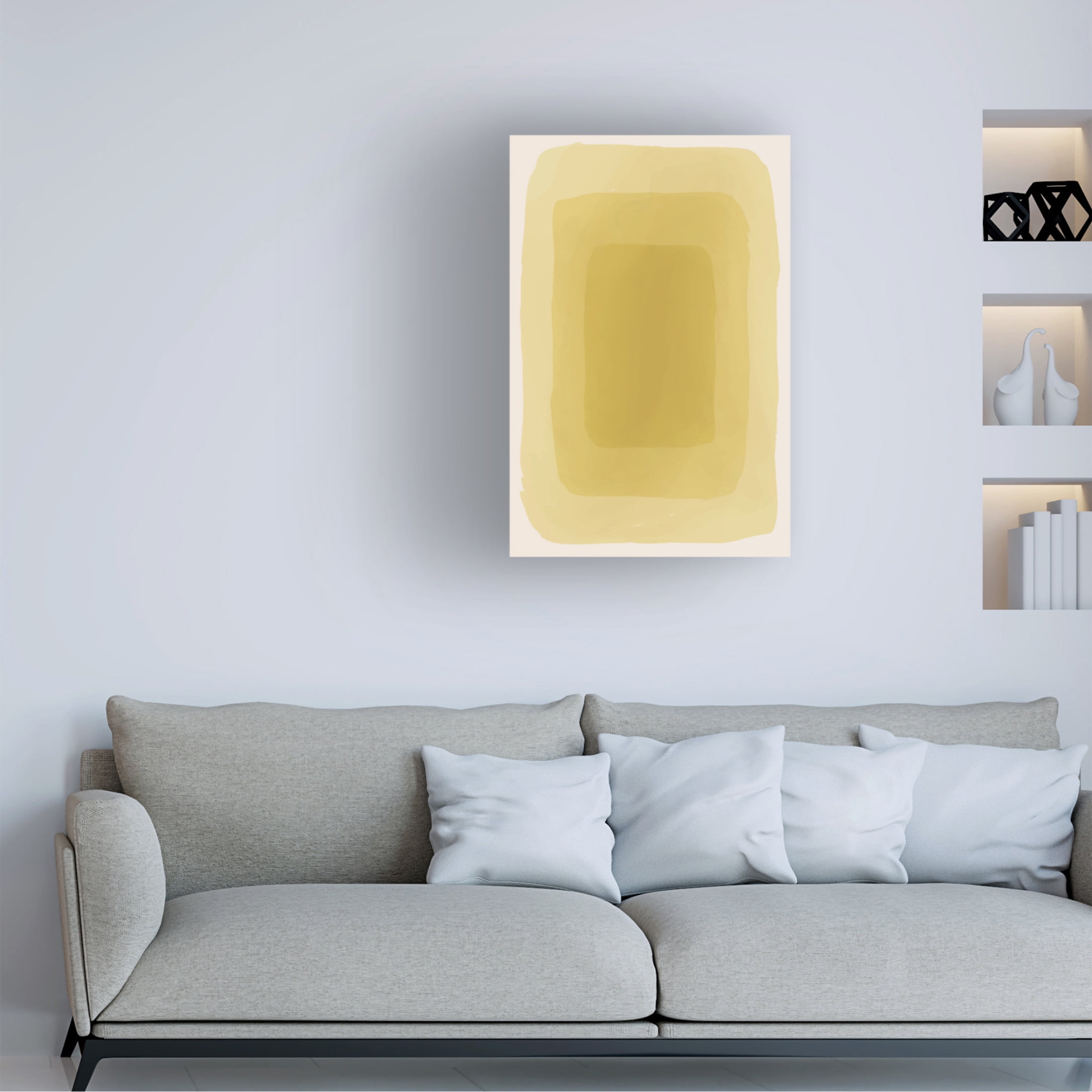 Trademark Fine Art jay stanley  Yellow Watercolor Shapes 3 Canvas Wall Art