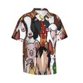 thumbnail image 2 of Bixox Men's Hawaiian Shirts Men's Doodle Farm Animals Faces Print Short-Sleeve Shirt-Small, 2 of 8