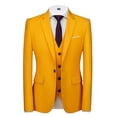 thumbnail image 4 of Traje de 3 piezas para hombre, elegante, sólido, con un botón, corte entallado, conjuntos de traje de fiesta, 4 of 4