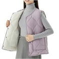 thumbnail image 2 of Maqroz Women's Sherpa Lined Quilted Vest 2026 Fashion Velvet Vest Down Button Up Sleeveless Padded Down Jackets Lightweight Warm Winter Gilet Outerwear with Pockets Plus Size Clothes Purple XXXL, 2 of 5