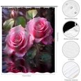 thumbnail image 2 of Rose Floral Shower Curtain, Spring Summer Pink Flower Plant Shower Curtain Set Waterproof Bath Curtain Home Bathroom Decor with 12 Hooks, 72x72 inches, 2 of 6