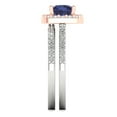 thumbnail image 3 of 1.58 ct Brilliant Round Cut Blue Sapphire 14k White/Rose Gold Halo Solitaire with Accents Engagement Bridal Wedding Ring Band Set size 5.5, 3 of 7