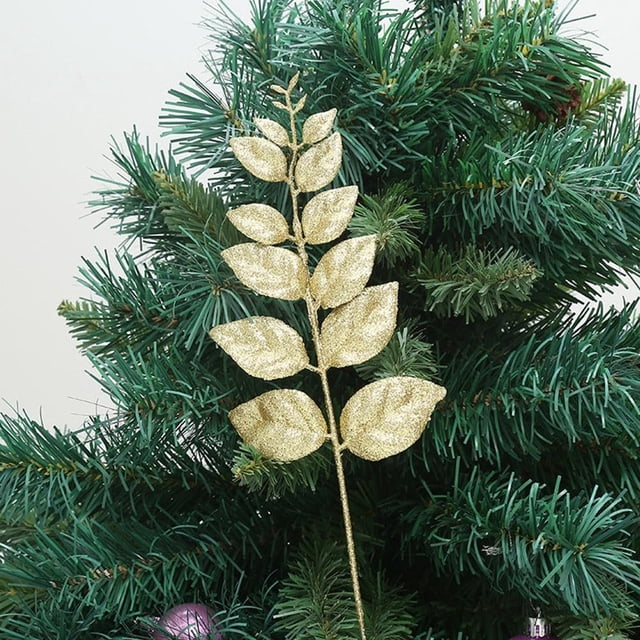 Nvzi Guirnalda de hojas artificiales para árbol de Navidad, decoración colgante para boda, color dorado