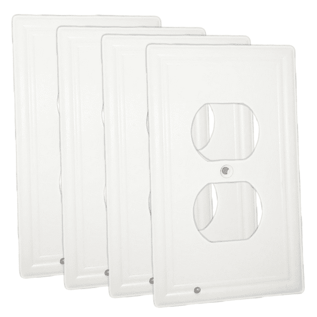 4PCS Wall Outlet Plate LED Night Light Illuminated Plug Cover With Sensor Inductive Light Easy Snap On No Wire Or Battery Needed For Hallway Bathroom Stairway Garage Utility Room Deco