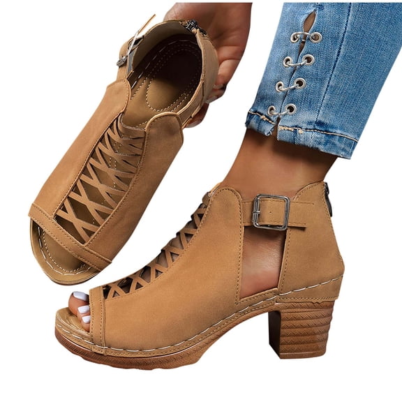 ZACPNCV Womens High Heel Sandals Peep Toe Comfort Dress Shoes Summer Casual