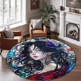 thumbnail image 2 of Round Rug, Manga Girl Art Design Soft Washable Carpet, Non-Slip Floor Mat for Living Room Bedroom Home Decor 59 Inch, 2 of 6