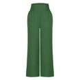 thumbnail image 4 of WIZUTIZ Summer Pants for Women Retro Casual Loose Wide Leg Beach Pants Elastic Stretch High Rise 7/8 Length Slacks Pants Solid with Pockets Trousers for Ladies Dance Street Green, 4 of 5