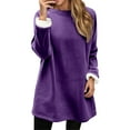 thumbnail image 2 of Lined Sweatshirts for Women 2025 Fall Winter Long Sleeve Crewneck Loose Casual Plain Sweatshirt Pullover Tops, 2 of 8