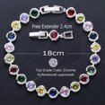 thumbnail image 6 of Chic Silver Plated Purple CZ Women Round Tennis Bracelet Wristband Chain Jewelry, 6 of 9