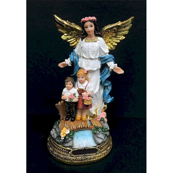 Guardian Angel At The Bridge With Children Figurine